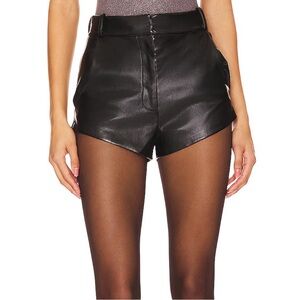 Amanda Uprichard X Revolve Kelso Faux Leather Shorts in Black // Size XSM